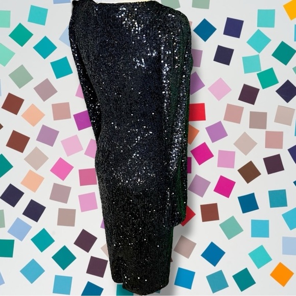 NWT Aqua Black Sequin Cutout Detail Long Sleeve Cocktail Evening Dress Size 0 - Picture 12 of 16